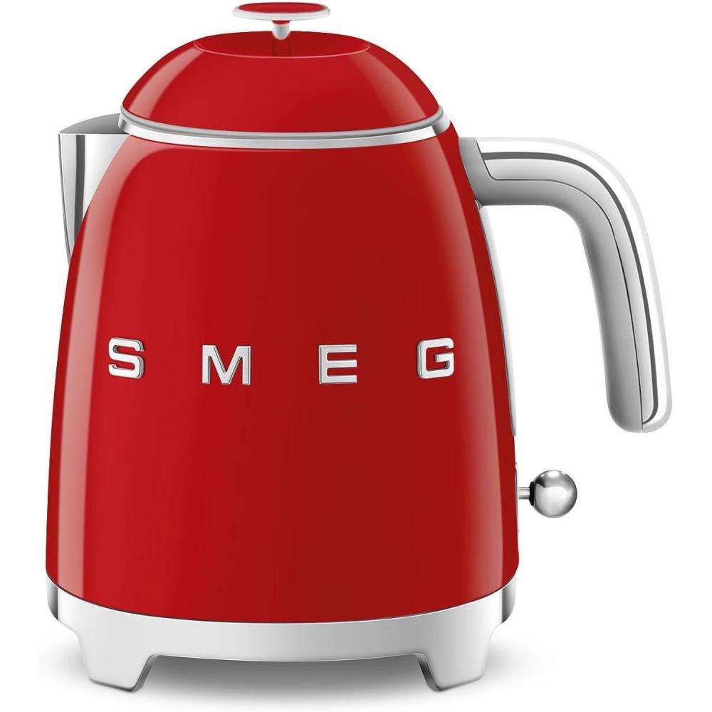 imageSMEG Mini 50s Retro Style 3 Cup Electric Kettle with Double Wall Anti Slip Base and Water Level Indicator Pastel GreenRed
