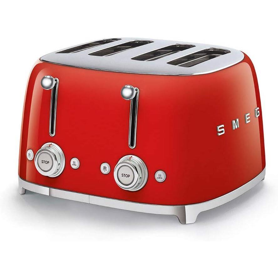 imageSmeg 50s Style Retro Aesthetic 4 Slice Toaster 6 Presets Extra Wide Slots Pastel Green TSF03PGUSRed