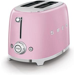 SMEG 2 Slice Toaster with 6 Presets and Defrost Function and Removable Crumb Tray (Jade)(Pink)