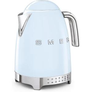SMEG 7-Cup Variable Temperature Electric Kettle – Retro Style Aesthetic with Advanced Technology – Stainless Steel, 1400W, 120V, 360° Swivel Base, Keep Warm Function (Pastel Blue)