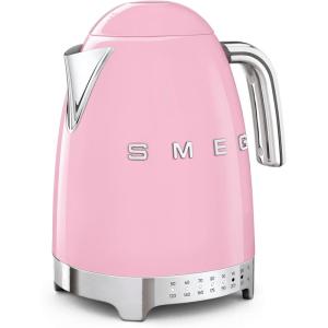 SMEG 7-Cup Variable Temperature Electric Kettle – Retro Style Aesthetic with Advanced Technology – Stainless Steel, 1400W, 120V, 360° Swivel Base, Keep Warm Function (Pink)