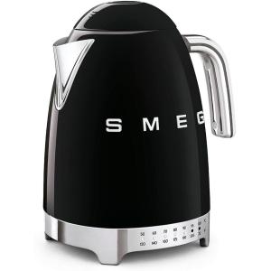 SMEG 7-Cup Variable Temperature Electric Kettle – Retro Style Aesthetic with Advanced Technology – Stainless Steel, 1400W, 120V, 360° Swivel Base, Keep Warm Function (Black)