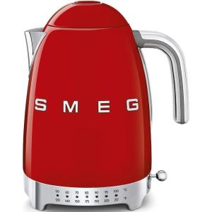 SMEG 7-Cup Variable Temperature Electric Kettle – Retro Style Aesthetic with Advanced Technology – Stainless Steel, 1400W, 120V, 360° Swivel Base, Keep Warm Function (Red)