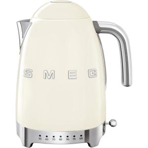Smeg 50’s Retro 7 Cup Stainless Steel Variable Temperature Electric Kettle with 7 Temperature Settings, Led Display, Swivel Base and Keep Warm Function Cream KLF04CRUS(Cream)