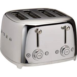 Smeg 50’s Style Retro Aesthetic 4 Slice Toaster 6 Presets Extra Wide Slots Pastel Green TSF03PGUS(Staineless Steel)