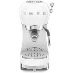 Smeg ECF02 Italian Espresso Machine – Manual 15-Bar Coffee Maker, Made in Italy – Retro Design with Steam Wand (White)(White)