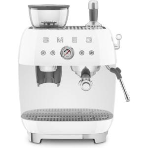 Smeg EGF03 Semi-Automatic Espresso Machine with Built-In Grinder, Dual Thermoblock, 50’s Retro Style – Pastel Blue (120 V)(White)
