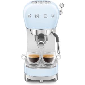 Smeg Manual Espresso Machine with Steam Wand, 15 Bars of Pressure, Stainless Steel Porta Filter, Passive Cup Warmer, User Friendly Controls, and Measuring Scoop Tamper Made in Italy (Black)(Pastel Blue)