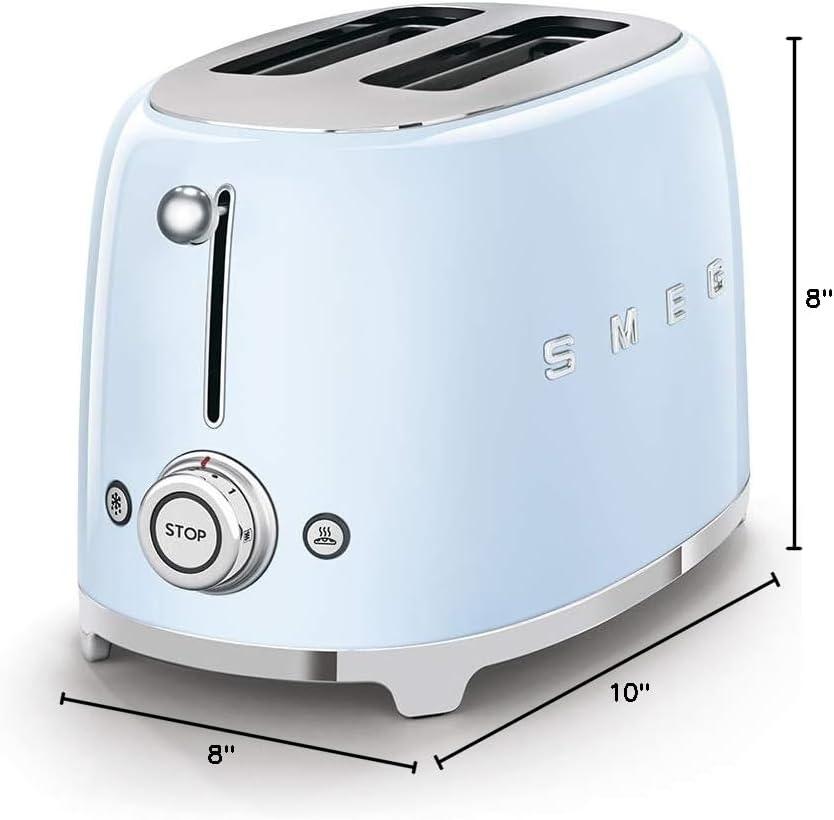 imageSMEG 2 Slice Toaster and Sandwich Rack Combo Pastel BluePastel Blue