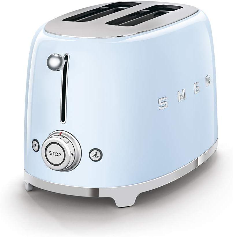 imageSMEG 2 Slice Toaster and Sandwich Rack Combo Pastel BluePastel Blue