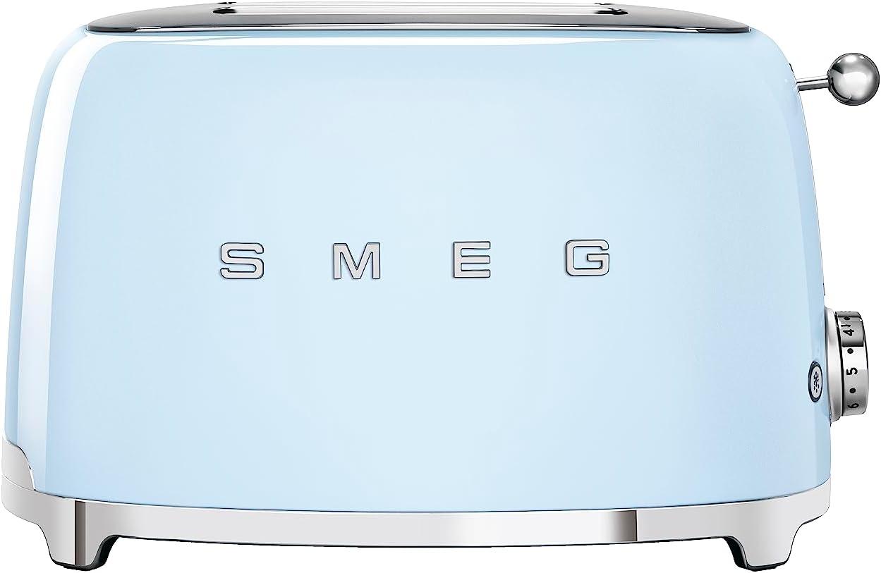 imageSMEG 2 Slice Toaster and Sandwich Rack Combo Pastel BluePastel Blue