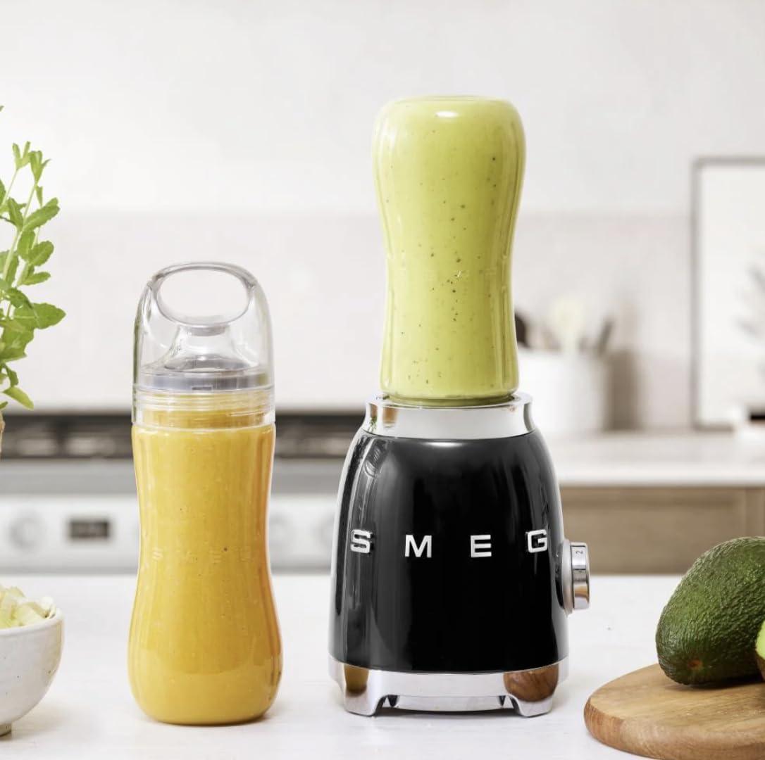 imageSMEG 50s Retro Style Personal Blender with Backlit Knob and Two BPA 600 ML Free bottles PBF01PGUS Pastel GreenBlack