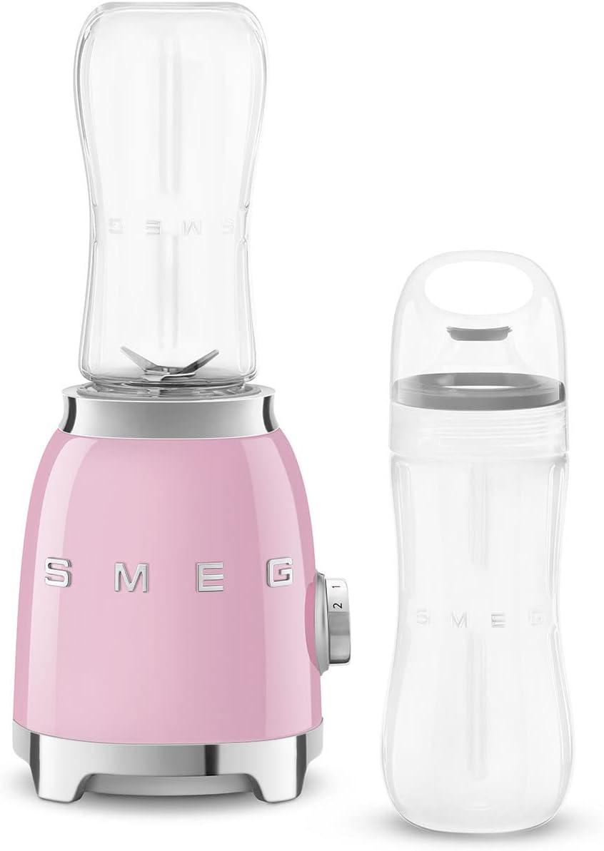 imageSMEG 50s Retro Style Personal Blender with Backlit Knob and Two BPA 600 ML Free bottles PBF01PGUS Pastel GreenPink