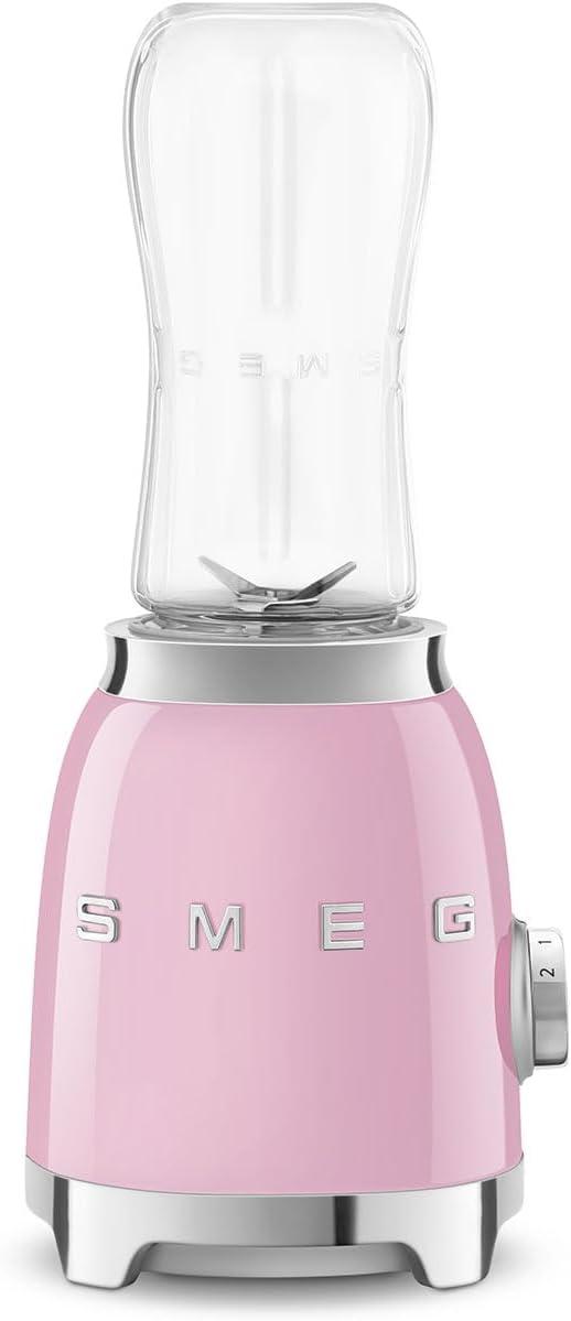 imageSMEG 50s Retro Style Personal Blender with Backlit Knob and Two BPA 600 ML Free bottles PBF01PGUS Pastel GreenPink