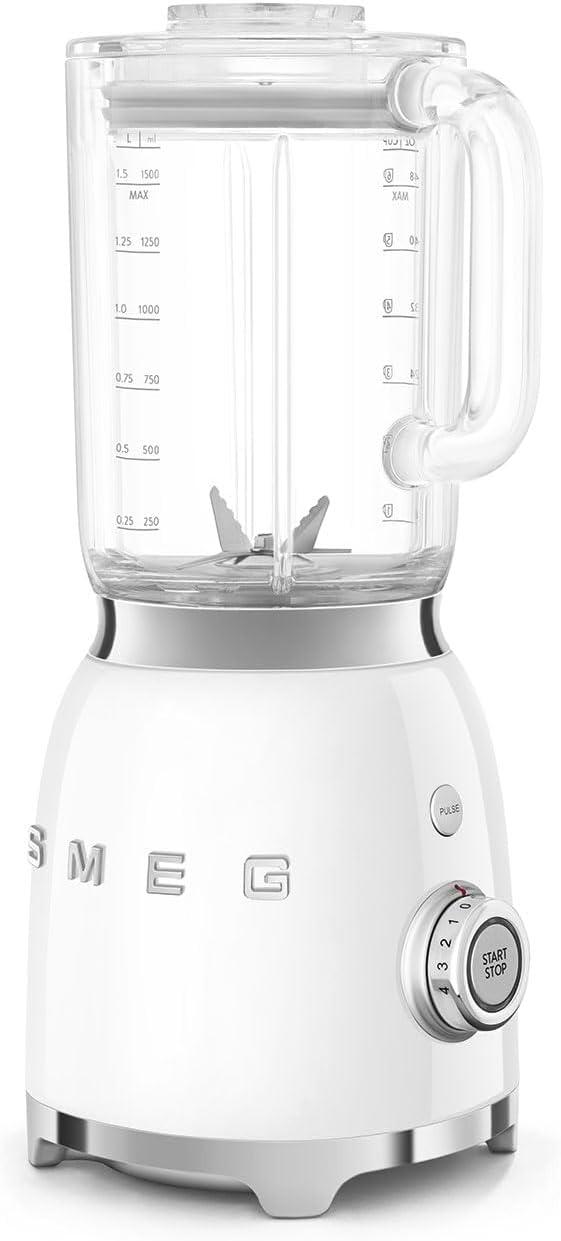 imageSMEG BLF03 Retro Style Blender 600W Countertop Blender with 48 oz BPAFree Jug 3 Speeds Pulse Ice Crush ampamp Smoothie Functions 50sInspired DesignWhiteWhite