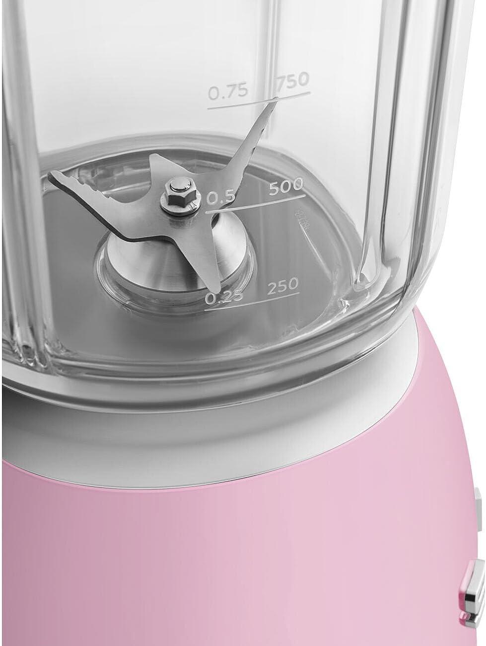 imageSMEG BLF03 Retro Style Blender 600W Countertop Blender with 48 oz BPAFree Jug 3 Speeds Pulse Ice Crush ampamp Smoothie Functions 50sInspired DesignWhitePink