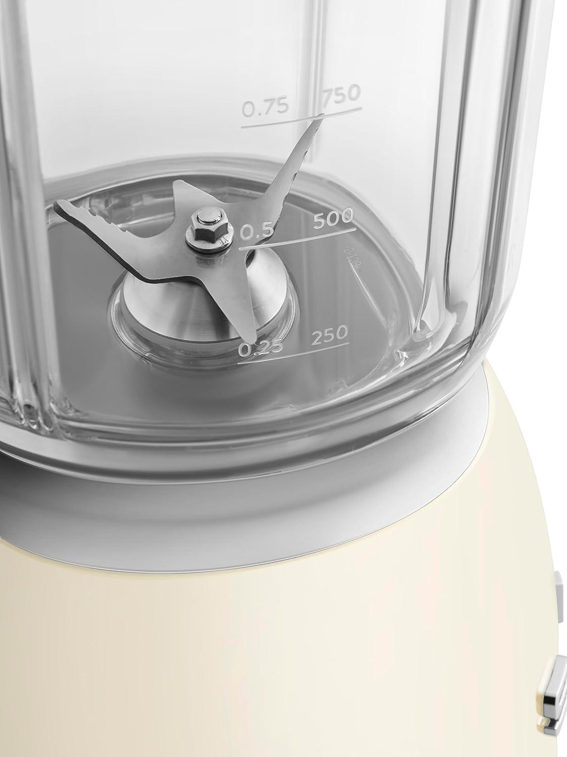 imageSMEG BLF03 Retro Style Blender 600W Countertop Blender with 48 oz BPAFree Jug 3 Speeds Pulse Ice Crush ampamp Smoothie Functions 50sInspired DesignWhiteCream
