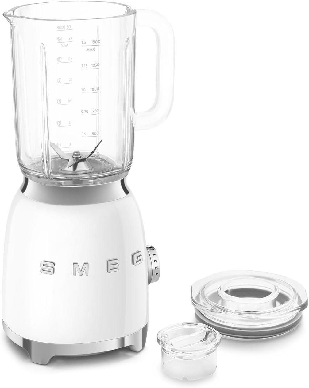 imageSMEG BLF03 Retro Style Blender 600W Countertop Blender with 48 oz BPAFree Jug 3 Speeds Pulse Ice Crush ampamp Smoothie Functions 50sInspired DesignWhiteWhite