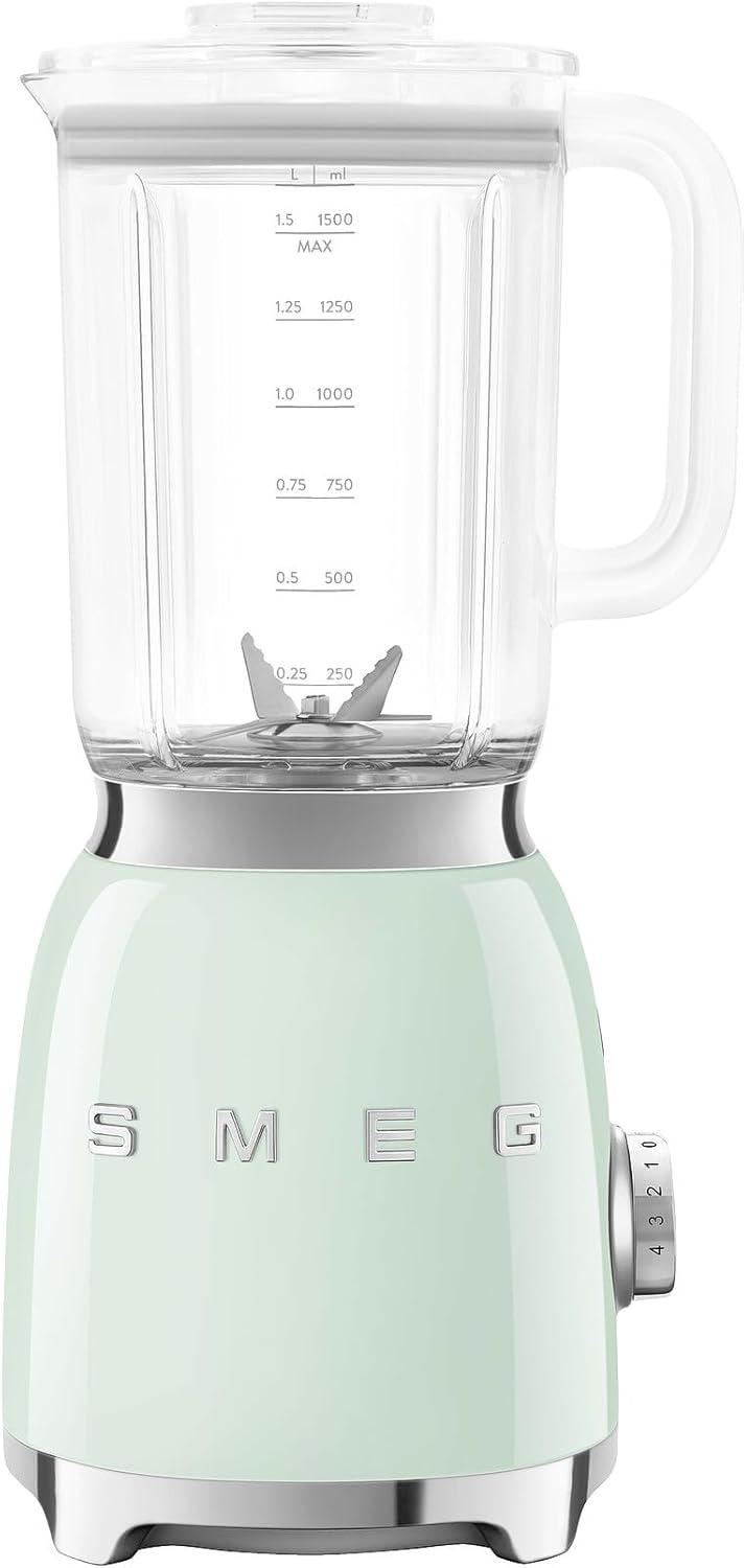 imageSMEG BLF03 Retro Style Blender 600W Countertop Blender with 48 oz BPAFree Jug 3 Speeds Pulse Ice Crush ampamp Smoothie Functions 50sInspired DesignWhitePastel Green