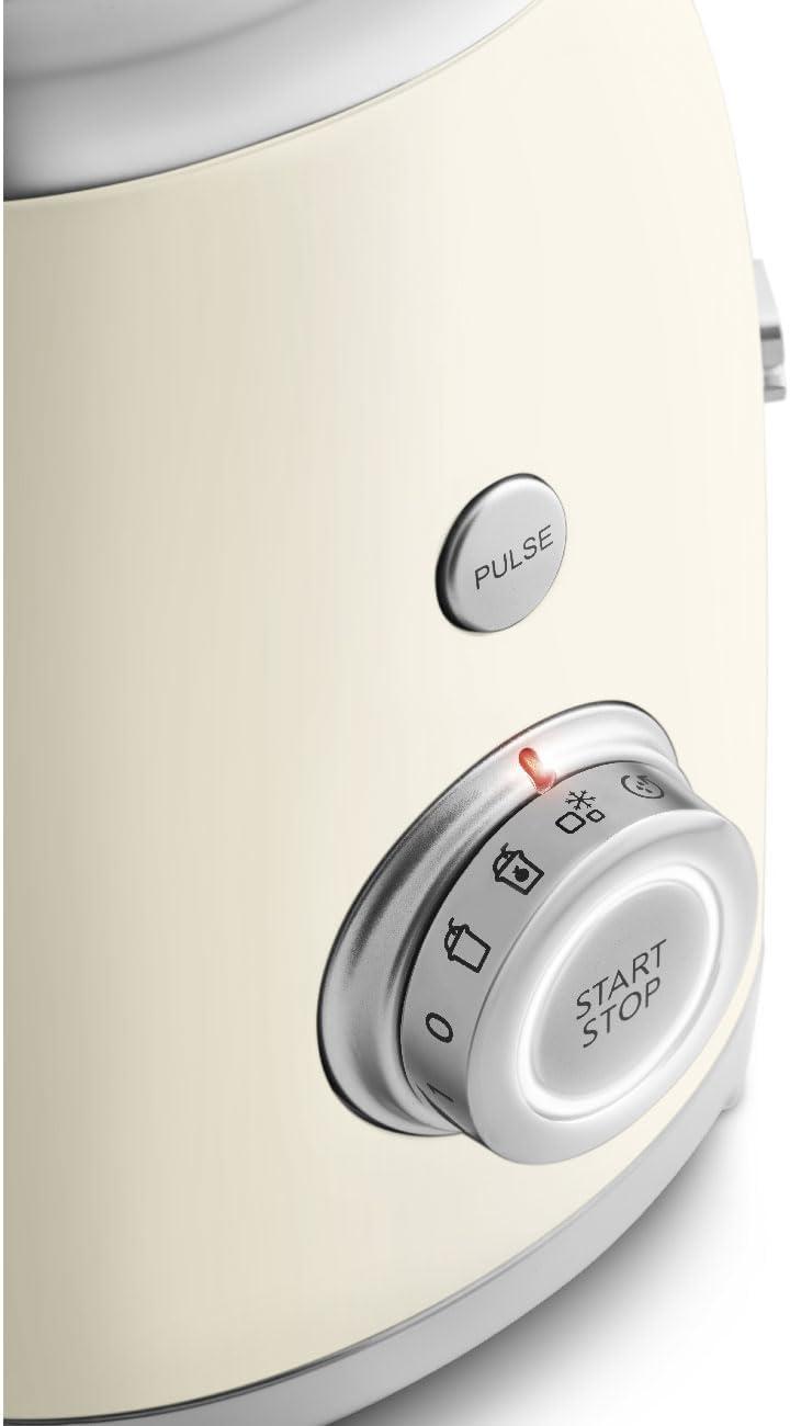 imageSMEG BLF03 Retro Style Blender 600W Countertop Blender with 48 oz BPAFree Jug 3 Speeds Pulse Ice Crush ampamp Smoothie Functions 50sInspired DesignWhiteCream