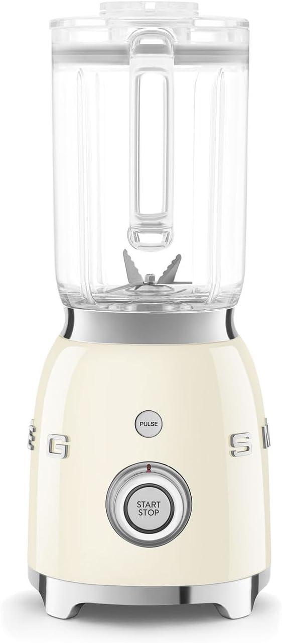 imageSMEG BLF03 Retro Style Blender 600W Countertop Blender with 48 oz BPAFree Jug 3 Speeds Pulse Ice Crush ampamp Smoothie Functions 50sInspired DesignWhiteCream