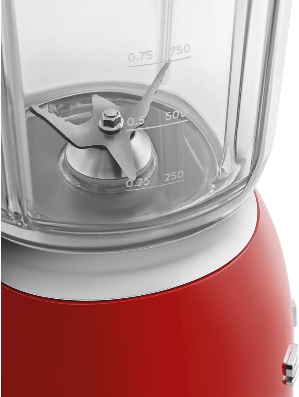 imageSMEG BLF03 Retro Style Blender 600W Countertop Blender with 48 oz BPAFree Jug 3 Speeds Pulse Ice Crush ampamp Smoothie Functions 50sInspired DesignWhiteRed