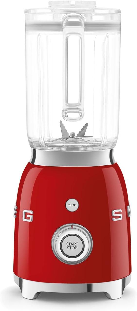 imageSMEG BLF03 Retro Style Blender 600W Countertop Blender with 48 oz BPAFree Jug 3 Speeds Pulse Ice Crush ampamp Smoothie Functions 50sInspired DesignWhiteRed