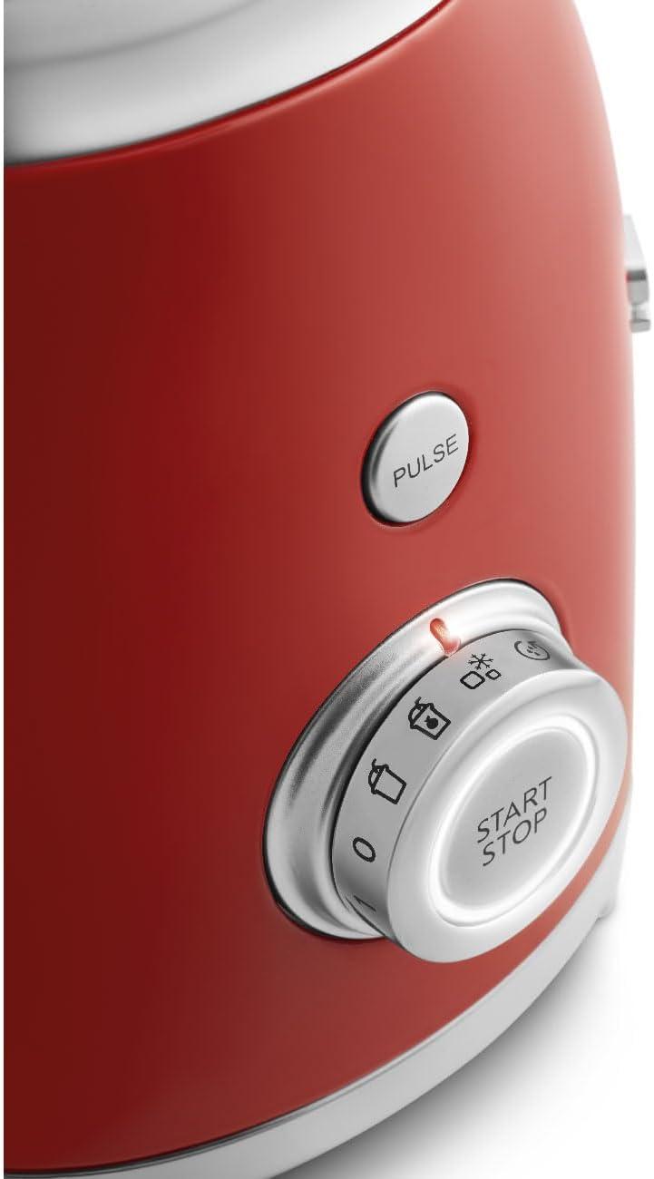 imageSMEG BLF03 Retro Style Blender 600W Countertop Blender with 48 oz BPAFree Jug 3 Speeds Pulse Ice Crush ampamp Smoothie Functions 50sInspired DesignWhiteRed