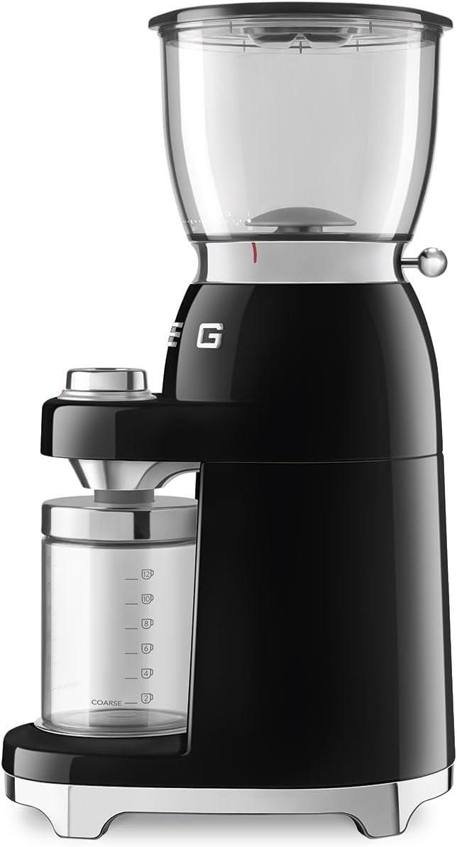 imageSMEG CGF11 RetroStyle Coffee Grinder Burr Mill with 30 Grind Settings Stainless Steel Conical Burrs Removable Hopper Precision Countertop Grinder for Espresso Drip French PressPastel GreenBlack
