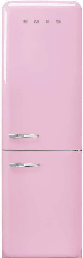 imageSMEG FAB32 Retro Refrigerator 50s Style Fridge with Bottom Freezer NoFrost LED Display ampamp Lighting LifePlus Zone MultiAirflow 122 cu ft Cream Made in ItalyPink