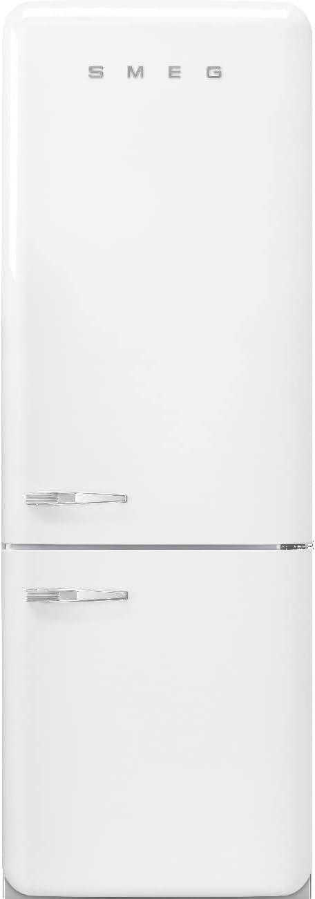 imageSMEG FAB38 Retro Style Refrigerator with Bottom Freezer Made in Italy Multiflow Cooling LED Lighting Glossy Finish 3 Adjustable Glass Shelves WhiteWhite
