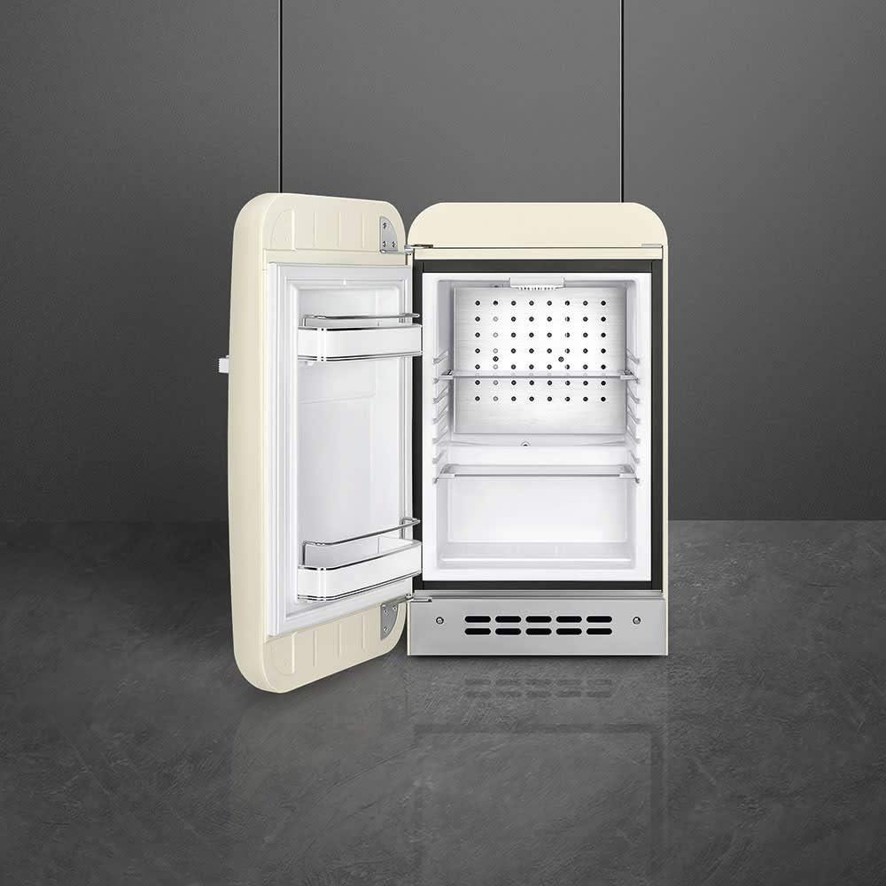 imageSMEG FAB5 Retro Mini Fridge 50s Style Compact Small Refrigerator 12 cu ft Automatic Defrost LED Lighting Adjustable Shelves Made in Italy Perfect for Home Dorm Office Hotel YellowCream