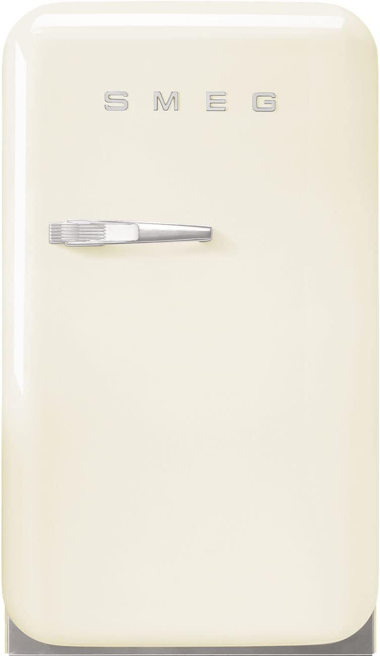 imageSMEG FAB5 Retro Mini Fridge 50s Style Compact Small Refrigerator 12 cu ft Automatic Defrost LED Lighting Adjustable Shelves Made in Italy Perfect for Home Dorm Office Hotel YellowCream