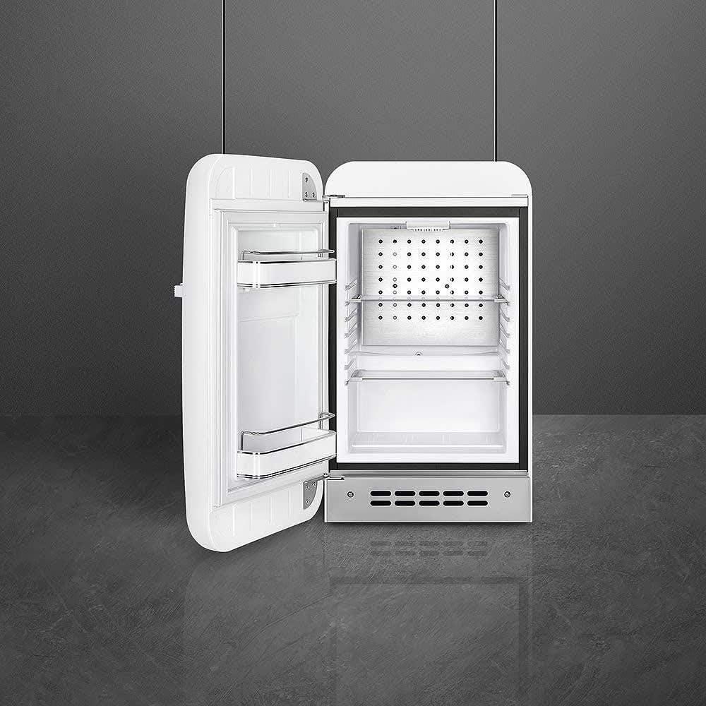 imageSMEG FAB5 Retro Mini Fridge 50s Style Compact Small Refrigerator 12 cu ft Automatic Defrost LED Lighting Adjustable Shelves Made in Italy Perfect for Home Dorm Office Hotel YellowWhite