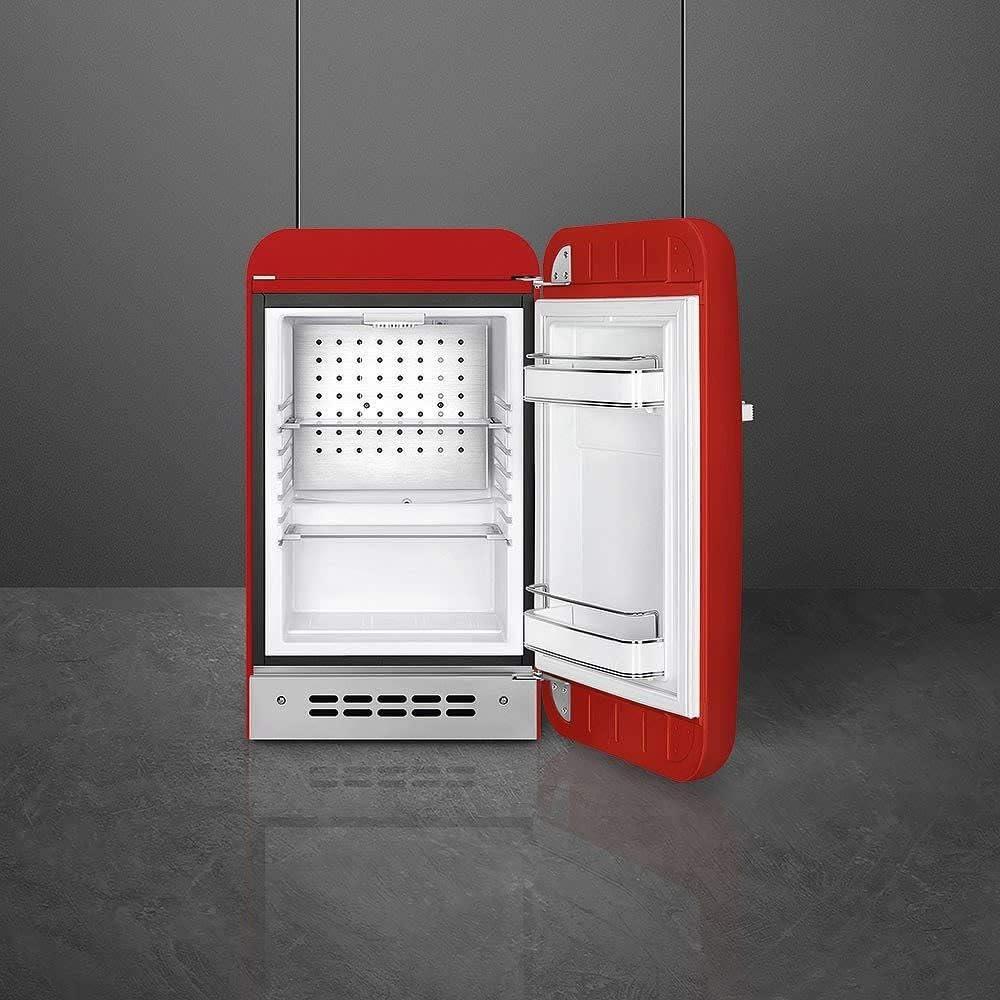 imageSMEG FAB5 Retro Mini Fridge 50s Style Compact Small Refrigerator 12 cu ft Automatic Defrost LED Lighting Adjustable Shelves Made in Italy Perfect for Home Dorm Office Hotel YellowRed