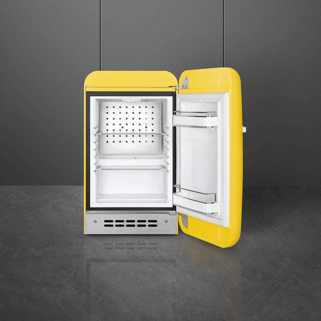 imageSMEG FAB5 Retro Mini Fridge 50s Style Compact Small Refrigerator 12 cu ft Automatic Defrost LED Lighting Adjustable Shelves Made in Italy Perfect for Home Dorm Office Hotel YellowYellow