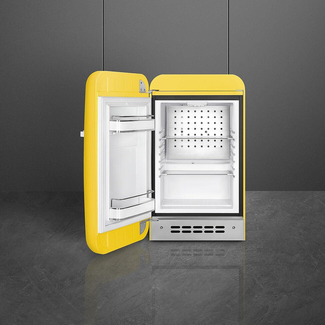 imageSMEG FAB5 Retro Mini Fridge 50s Style Compact Small Refrigerator 12 cu ft Automatic Defrost LED Lighting Adjustable Shelves Made in Italy Perfect for Home Dorm Office Hotel YellowYellow