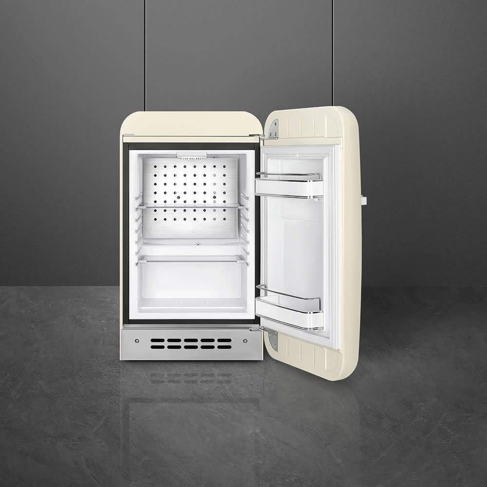 imageSMEG FAB5 Retro Mini Fridge 50s Style Compact Small Refrigerator 12 cu ft Automatic Defrost LED Lighting Adjustable Shelves Made in Italy Perfect for Home Dorm Office Hotel YellowCream