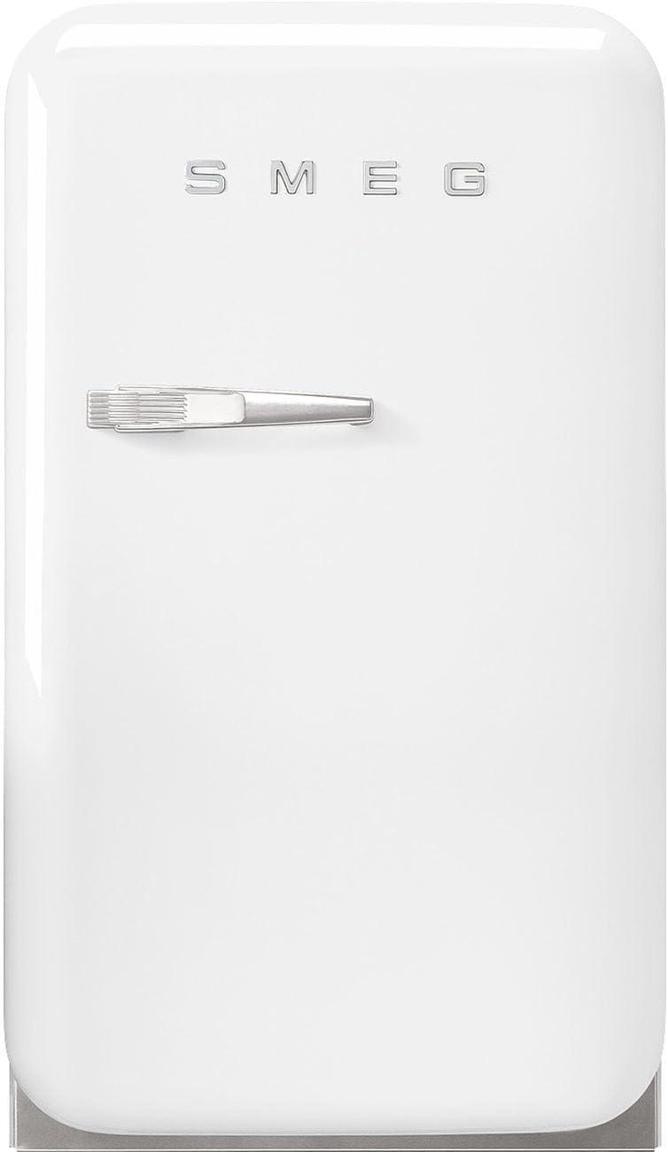 imageSMEG FAB5 Retro Mini Fridge 50s Style Compact Small Refrigerator 12 cu ft Automatic Defrost LED Lighting Adjustable Shelves Made in Italy Perfect for Home Dorm Office Hotel YellowWhite