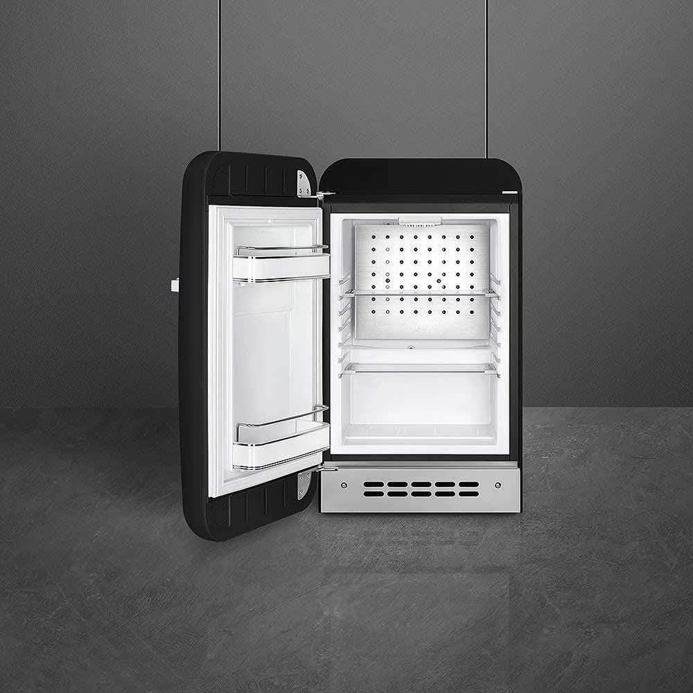 imageSMEG FAB5 Retro Mini Fridge 50s Style Compact Small Refrigerator 12 cu ft Automatic Defrost LED Lighting Adjustable Shelves Made in Italy Perfect for Home Dorm Office Hotel YellowBlack