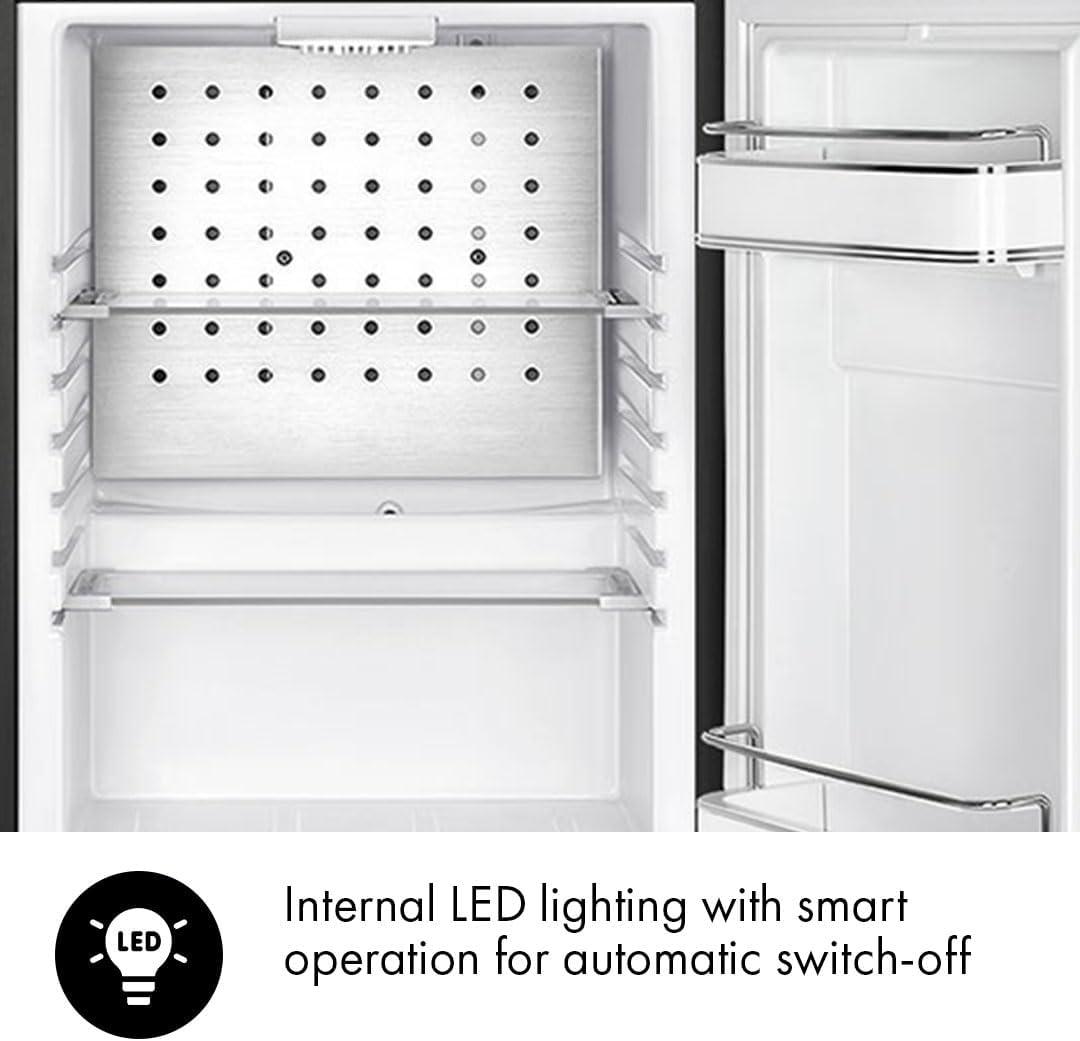 imageSMEG FAB5 Retro Mini Fridge 50s Style Compact Small Refrigerator 12 cu ft Automatic Defrost LED Lighting Adjustable Shelves Made in Italy Perfect for Home Dorm Office Hotel OrangeOrange