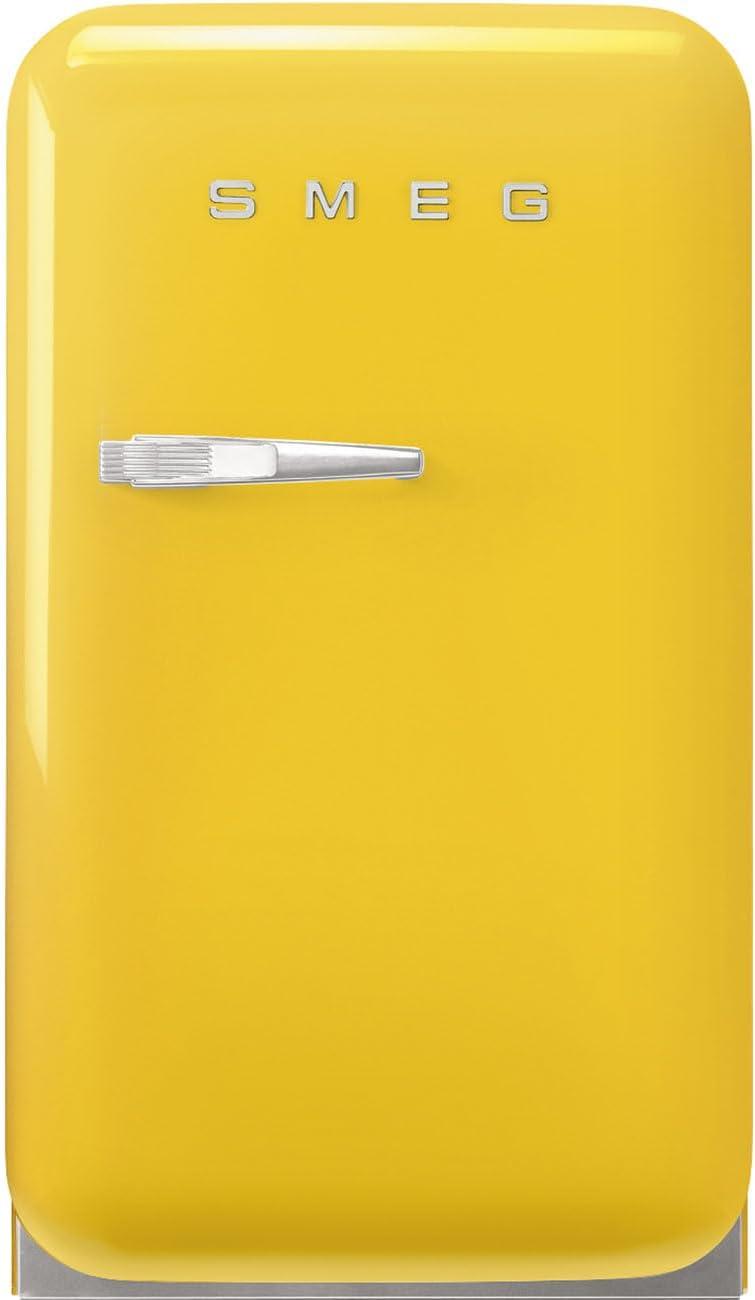 imageSMEG FAB5 Retro Mini Fridge 50s Style Compact Small Refrigerator 12 cu ft Automatic Defrost LED Lighting Adjustable Shelves Made in Italy Perfect for Home Dorm Office Hotel YellowYellow