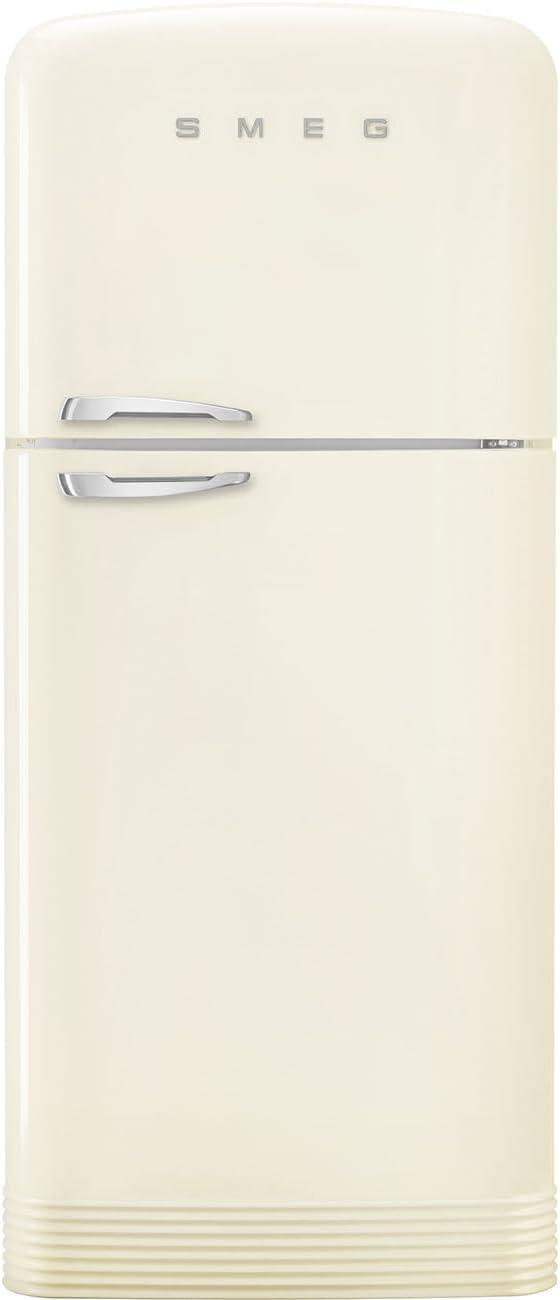imageSMEG FAB50 Retro Style Refrigerator 1928 cu ft Freestanding FridgeFreezer Dual Cooling NoFrost Adjustable Glass Shelves Chrome Handle Cream Made in ItalyCream