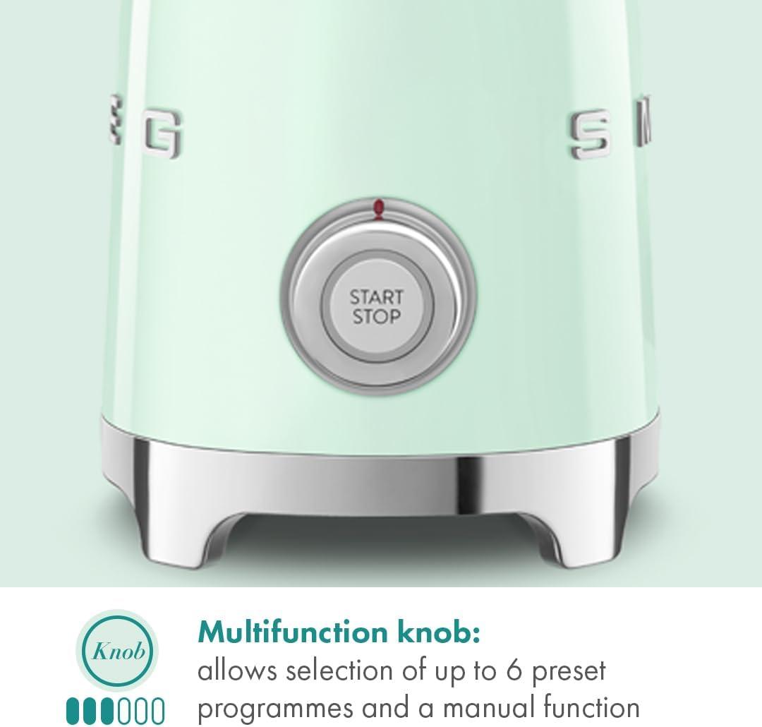 imageSMEG Retro 50s Style Milk Frother with 2 Disks 6 Preset Programs Hot or Cold Frothing and Induction Heating Pastel BluePastel Green