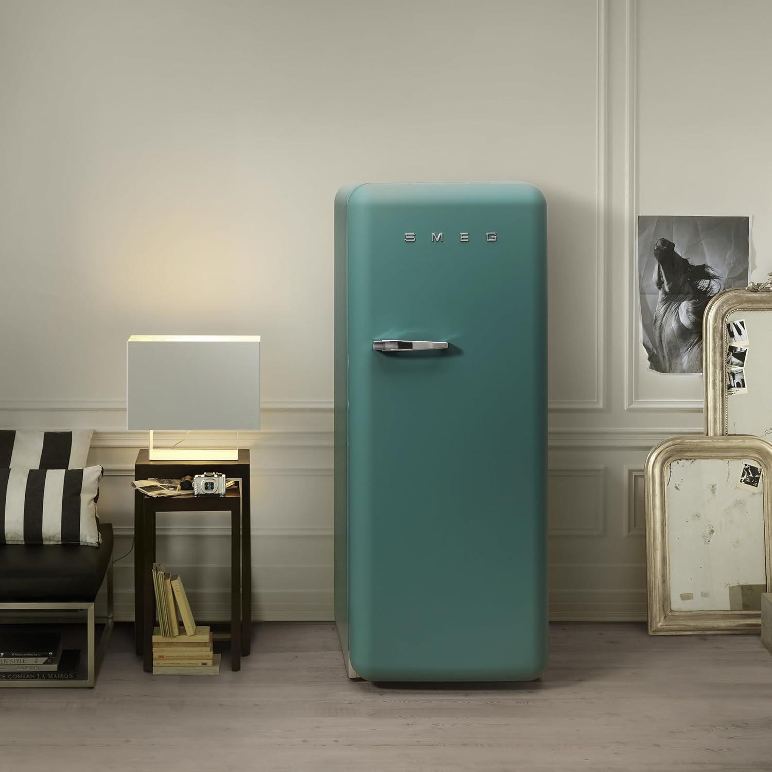 imageSMEG Retro Style FAB28 50s Style Refrigerator Right Hinge Matte Jade 993 Cu Ft Made in Italy