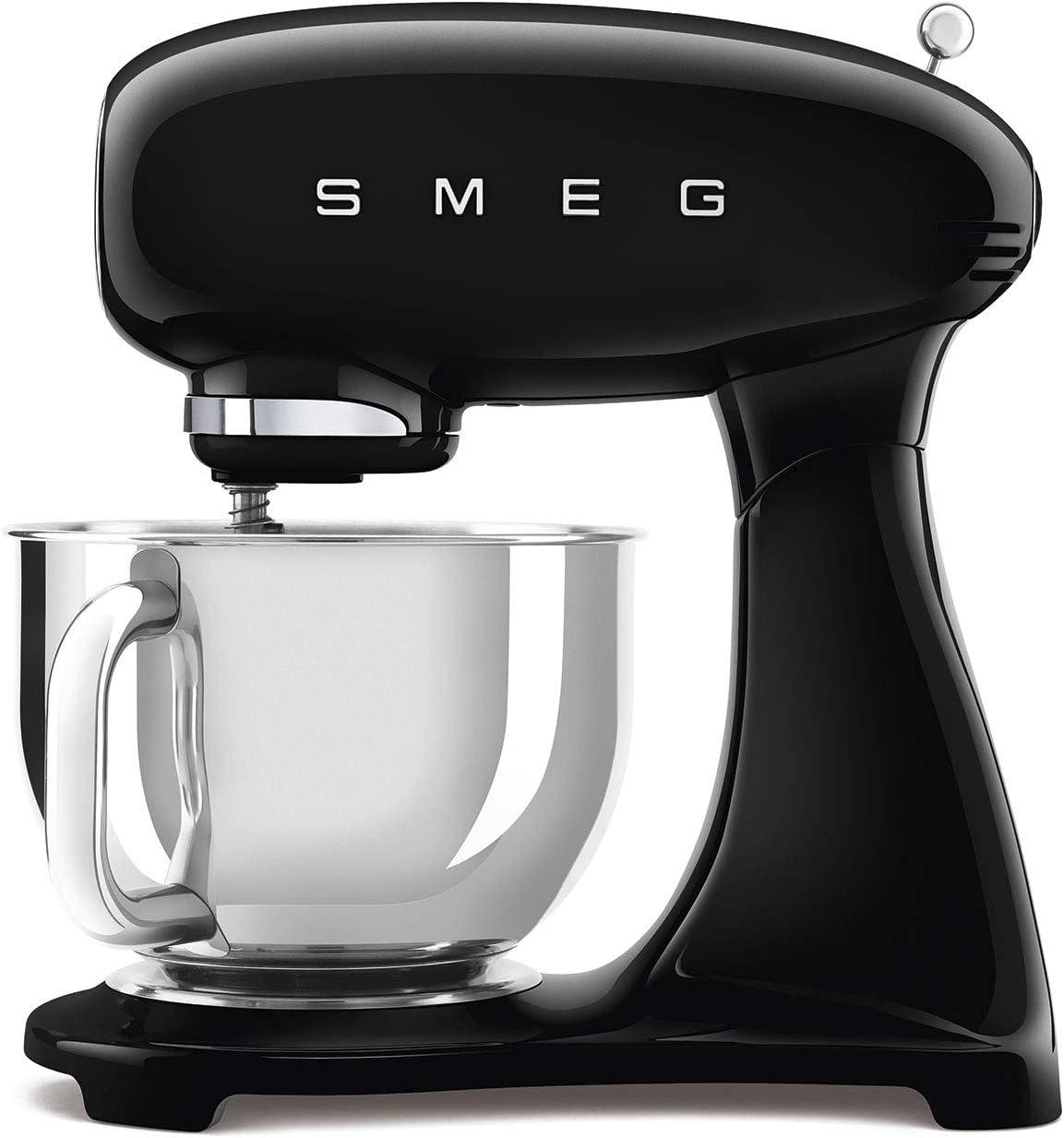 imageSMEG SMF03 Stand Mixer 5 Qt TiltHead Mixer with Stainless Steel Bowl 10 Speeds Retro 50s Vintage Style GrayBlack