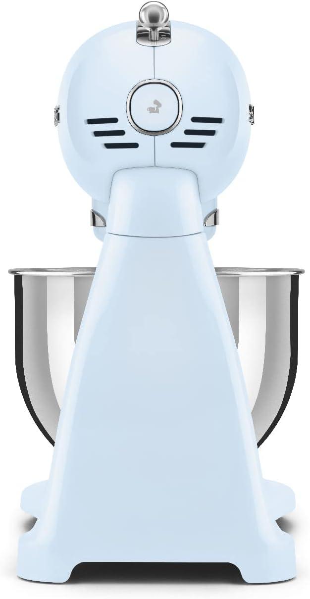 imageSMEG SMF03 Stand Mixer 5 Qt TiltHead Mixer with Stainless Steel Bowl 10 Speeds Retro 50s Vintage Style GrayPastel Blue
