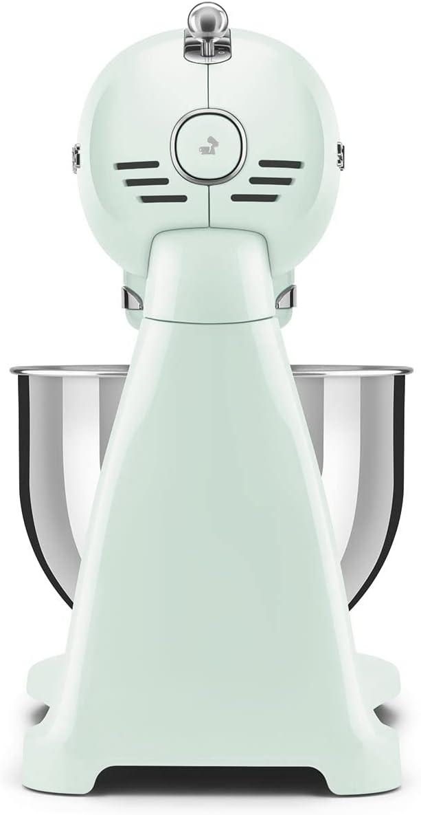 imageSMEG SMF03 Stand Mixer 5 Qt TiltHead Mixer with Stainless Steel Bowl 10 Speeds Retro 50s Vintage Style GrayPastel Green