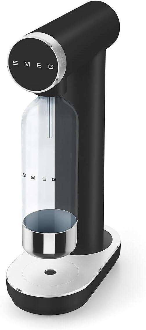 imageSMEG Soda Maker Sparkling Water Machine for Kitchen Counter Collezione Includes 1L Bottle Compatible with Standard 60L CO Cylinders Matte JadeMatte Black