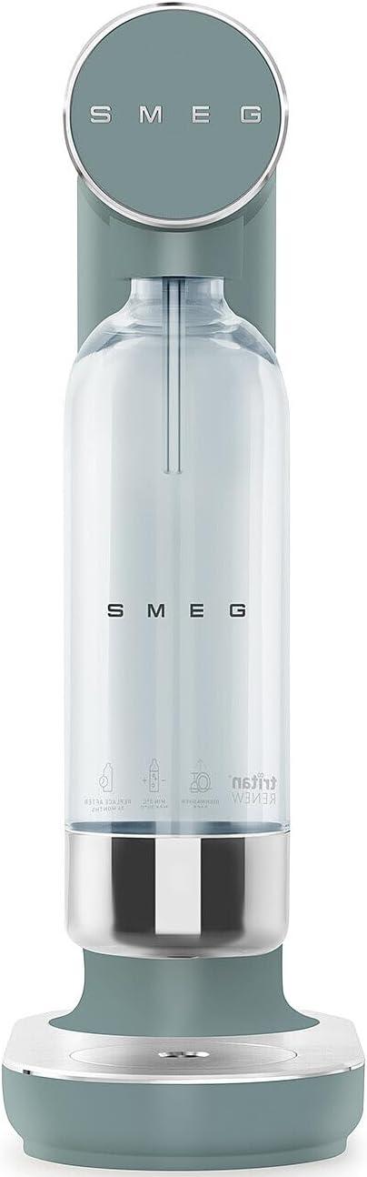 imageSMEG Soda Maker Sparkling Water Machine for Kitchen Counter Collezione Includes 1L Bottle Compatible with Standard 60L CO Cylinders Matte JadeMatte Jade